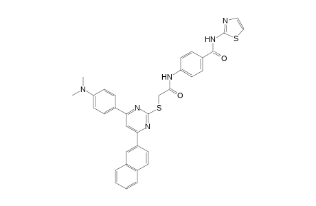 4-(2-((4-(4-[Dimethylamino]phenyl)-6-(naphthalen-2-yl)pyrimidin-2-yl)thio)acetamido)-N-(thiazol-2-yl)benzamide