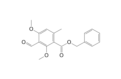 Benzoic acid, 3-formyl-2,4-dimethoxy-6-methyl-, phenylmethyl ester