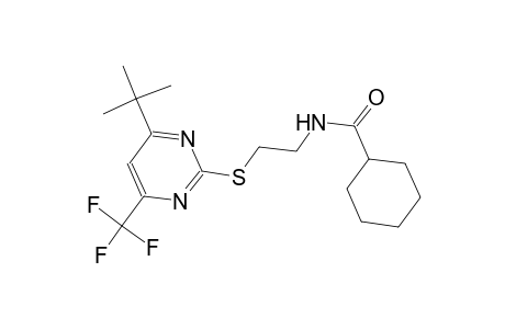 N-(2-{[4-tert-butyl-6-(trifluoromethyl)-2-pyrimidinyl]sulfanyl}ethyl)cyclohexanecarboxamide