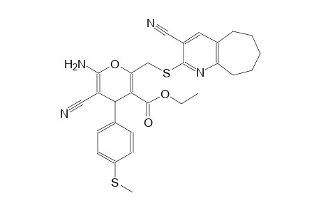 4H-pyran-3-carboxylic acid, 6-amino-5-cyano-2-[[(3-cyano-6,7,8,9-tetrahydro-5H-cyclohepta[b]pyridin-2-yl)thio]methyl]-4-[4-(methylthio)phenyl]-, ethyl ester