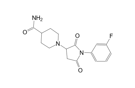 1-[1-(3-fluorophenyl)-2,5-dioxo-3-pyrrolidinyl]-4-piperidinecarboxamide