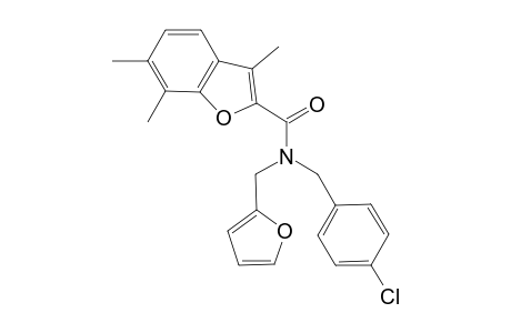 N-[(4-chlorophenyl)methyl]-N-(furan-2-ylmethyl)-3,6,7-trimethyl-1-benzofuran-2-carboxamide