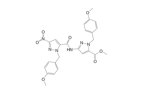 2-(4-Methoxybenzyl)-5-{[2-(4-methoxybenzyl)-5-nitro-2H-pyrazole-3-carbonyl]amino}-2H-pyrazole-3-carboxylic acid methyl ester