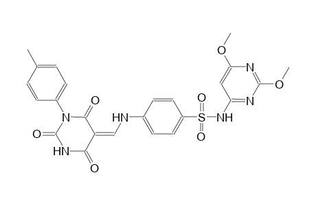 N-(2,6-dimethoxy-4-pyrimidinyl)-4-{[(Z)-(1-(4-methylphenyl)-2,4,6-trioxotetrahydro-5(2H)-pyrimidinylidene)methyl]amino}benzenesulfonamide