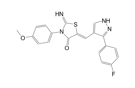 (5Z)-2-azanylidene-5-[[5-(4-fluorophenyl)-1H-pyrazol-4-yl]methylidene]-3-(4-methoxyphenyl)-1,3-thiazolidin-4-one