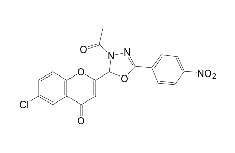 2-(3-acetyl-5-(4-nitrophenyl)-2,3-dihydro-1,3,4-oxadiazol-2-yl)-6-chloro-4H-chromen-4-one
