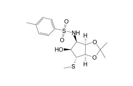 (+-)-2,2-Dimethyl-5S-hydroxy-6R-[(4'-methylphenyl)sulfonamido]-4R-(methylthio)cyclopentano[3,4-d]-3aR,6aR-dioxolane