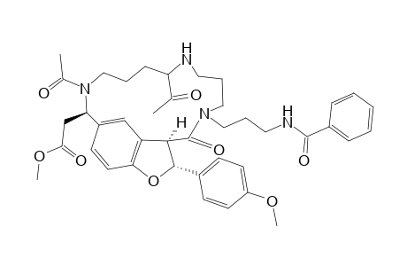 1,16-Ethenofuro[3,4-l][1,5,10]triazacyclohexadecine-15-acetic acid, 10,14-diacetyl-5-[3-(benzoylamino)propyl]-3,3a,4,5,6,7,8,9,10,11,12,13,14,15-tetradecahydro-3-(4-methoxyphenyl)-4-oxo-, methyl ester