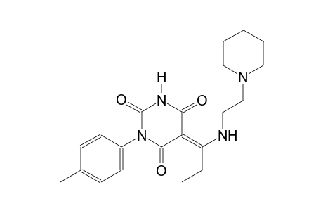 (5E)-1-(4-methylphenyl)-5-(1-{[2-(1-piperidinyl)ethyl]amino}propylidene)-2,4,6(1H,3H,5H)-pyrimidinetrione