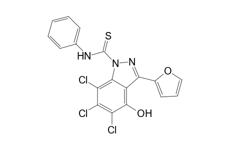 5,6,7-Trichloro-4-hydroxy-N-phenyl-3-(furan-2-yl)-1H-indazole-1-carbothioamide
