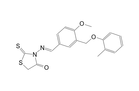 3-[((E)-{4-methoxy-3-[(2-methylphenoxy)methyl]phenyl}methylidene)amino]-2-thioxo-1,3-thiazolidin-4-one