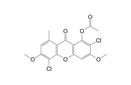 9H-Xanthen-9-one, 1-(acetyloxy)-2,5-dichloro-3,6-dimethoxy-8-methyl-