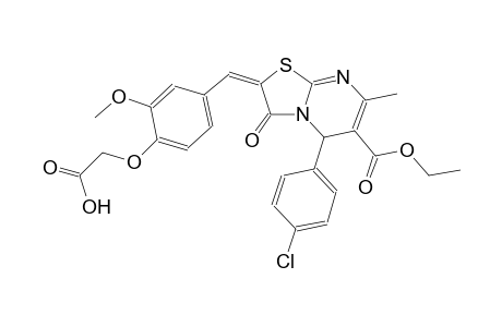 {4-[(E)-(5-(4-chlorophenyl)-6-(ethoxycarbonyl)-7-methyl-3-oxo-5H-[1,3]thiazolo[3,2-a]pyrimidin-2(3H)-ylidene)methyl]-2-methoxyphenoxy}acetic acid