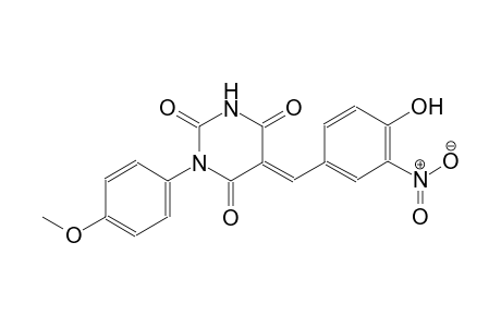 2,4,6(1H,3H,5H)-pyrimidinetrione, 5-[(4-hydroxy-3-nitrophenyl)methylene]-1-(4-methoxyphenyl)-, (5E)-