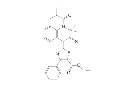 ethyl (2Z)-2-(1-isobutyryl-2,2-dimethyl-3-thioxo-2,3-dihydro-4(1H)-quinolinylidene)-5-phenyl-1,3-dithiole-4-carboxylate