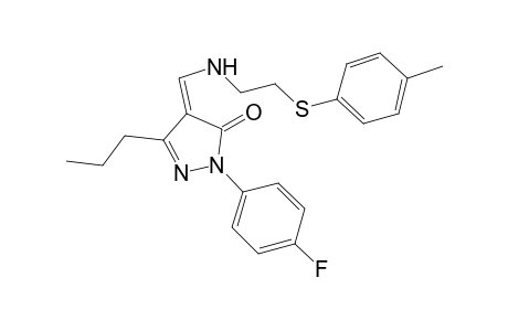 (4Z)-2-(4-fluorophenyl)-4-[[2-(4-methylphenyl)sulfanylethylamino]methylidene]-5-propyl-pyrazol-3-one