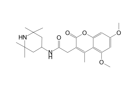 2H-1-benzopyran-3-acetamide, 5,7-dimethoxy-4-methyl-2-oxo-N-(2,2,6,6-tetramethyl-4-piperidinyl)-