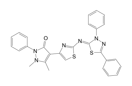 3,5-Diphenyl-2-(4-(2,3-dimethyl-1-phenyl-5-oxo-pyrazol-4-yl)thiazol-2-ylimino)-1,3,4-thiadiazole