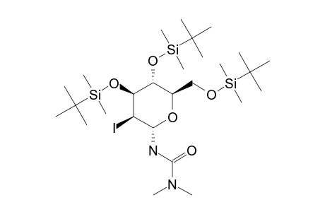 1,1-DIMETHYL-3-[3,4,6-TRIS-(O-TERT.-BUTYLDIMETHYLSILYL)-2-DEOXY-2-IODO-ALPHA-D-MANNOPYRANOSYL]-UREA