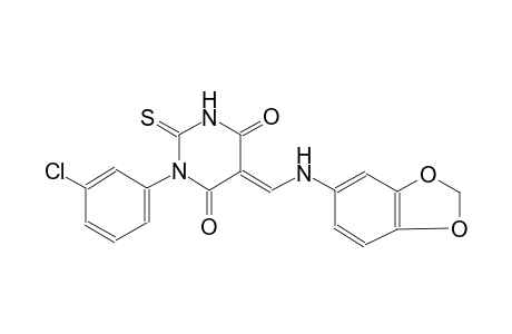 4,6(1H,5H)-pyrimidinedione, 5-[(1,3-benzodioxol-5-ylamino)methylene]-1-(3-chlorophenyl)dihydro-2-thioxo-, (5E)-