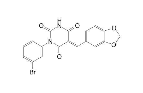 (5E)-5-(1,3-benzodioxol-5-ylmethylene)-1-(3-bromophenyl)-2,4,6(1H,3H,5H)-pyrimidinetrione