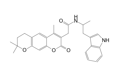 N-(1-(1H-indol-3-yl)propan-2-yl)-2-(4,8,8-trimethyl-2-oxo-2,6,7,8-tetrahydropyrano[3,2-g]chromen-3-yl)acetamide