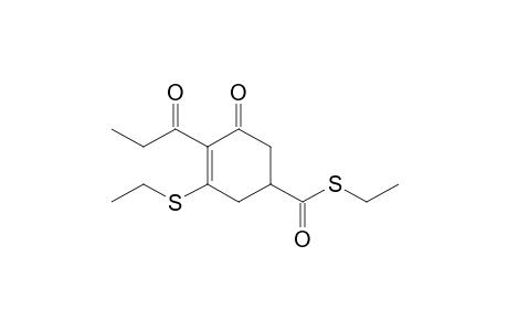 3-Cyclohexene-1-carbothioic acid, 3-(ethylthio)-5-oxo-4-(1-oxopropyl)-, S-ethyl ester