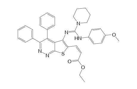 6-(2-Ethoxycarbonylvinyl)-5-[(4-methoxyphenylamino)piperidin-1-yl-methyleneamino]-3,4-diphenylthieno[2,3-c]pyridazine