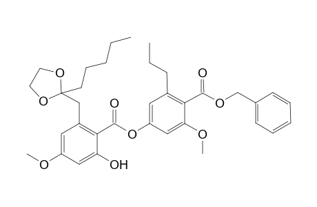 benzyl 4-[2'-hydroxy-4'-methoxy-6'-{(2''-pentyl-1'',3''-dioxolan-2''-yl)methyl}benzoyloxy]-2-methoxy-6-propylbenzoate