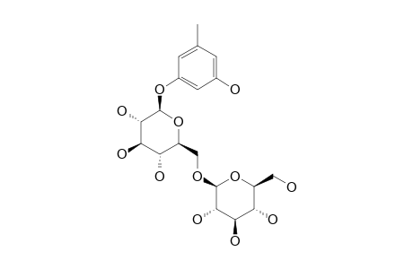 ANACARDOSIDE;1-O-BETA-D-GLUCOPYRANOSYL-(1->6)-BETA-D-GLUCOPYRANOSYLOXY-3-HYDROXY-5-METHYL-BENZENE