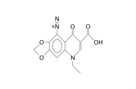 3-Carboxy-1-ethyl-6,7-methylenedioxy-4(1H)-quinolone-5-diazonium cation
