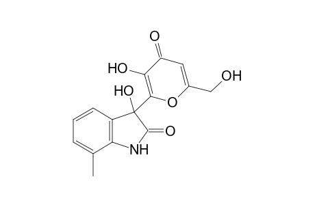 3-Hydroxy-3-(3-hydroxy-6-(hydroxymethyl)-4-oxo-4H-pyran-2-yl)-7-methylindolin-2-one