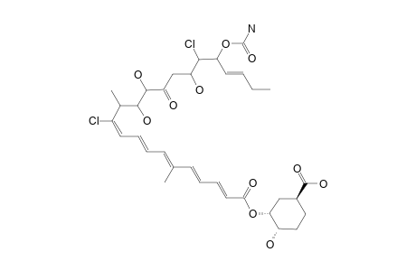 #1;ENACYLOXIN-II;3-(19'-CARBAMOYLOXY-11',18'-DICHLORO-6',12'-DIMETHYL-15'-OXO-13',14',17'-TRIHYDROXYTRICOSA-2',4',6',8',10',20'-HEXAENOYLOXY)-4-HYDROXY-1-CYCLO