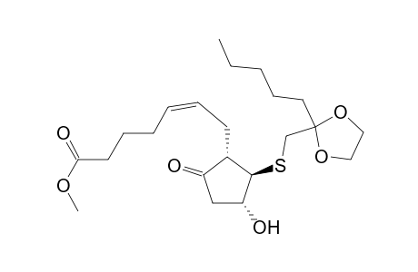 5-Heptenoic acid, 7-[3-hydroxy-5-oxo-2-[[(2-pentyl-1,3-dioxolan-2-yl)methyl]thio]cyclop entyl]-, methyl ester, [1S-[1.alpha.(Z),2.beta.,3.alpha.]]-