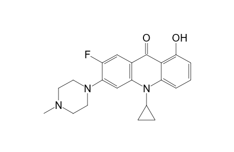 10-Cyclopropyl-7-fluoro-1-hydroxy-6-(4'-methyl-1'-piperazinyl)acridin-9(10H)-one