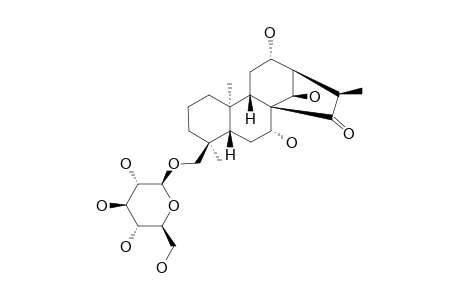 ALBOPILOSIN_J;(16-R)-METHYL-7-ALPHA,12-ALPHA,14-BETA-TRIHYDROXY-ENT-KAUR-15-OXO-18-O-BETA-D-GLUCOPYRANOSIDE