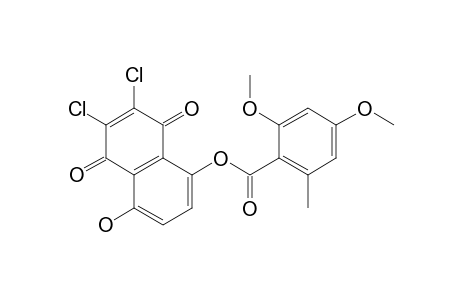 Benzoic acid, 2,4-dimethoxy-6-methyl-, 6,7-dichloro-5,8-dihydro-4-hydroxy-5,8-dioxo-1-naphthalenyl ester