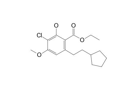 Ethyl 3-chloro-2-hydroxy-6-[2'-(cyclopentyl)ethyl]-4-methoxybenzoate