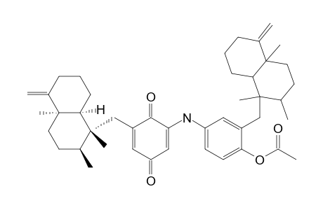 2,5-Cyclohexadiene-1,4-dione, 2-[[4-(acetyloxy)-3-[(decahydro-1,2,4a-trimethyl-5-methylene-1-naphthalenyl)methyl]phenyl]amino]-6-[(decahydro-1,2,4a-trimethyl-5-methylene-1-naphthalenyl)methyl]-, [1.alpha.(1R*,2S*,4aR*,8aS*),2.beta.,4a.alpha.,8a.alpha.]-