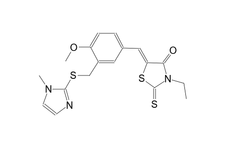 (5Z)-3-ethyl-5-(4-methoxy-3-{[(1-methyl-1H-imidazol-2-yl)sulfanyl]methyl}benzylidene)-2-thioxo-1,3-thiazolidin-4-one