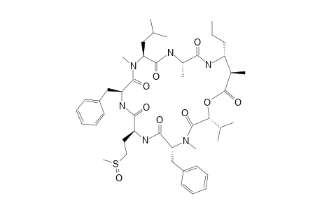 CARRIEBOWMIDE;CYCLO-[2-R,3-R-AMHA-L-ALA-N-ME-L-LEU-L-PHE-L-MET-(O)-N-ME-D-PHE-R-HMBA];DIASTEREOMER_1