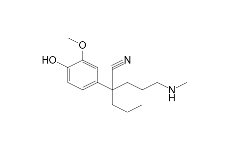 2-(3-Methoxy-4-oxidanyl-phenyl)-5-(methylamino)-2-propyl-pentanenitrile
