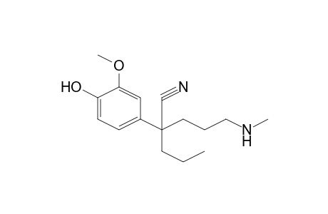 2-(3-Methoxy-4-oxidanyl-phenyl)-5-(methylamino)-2-propyl-pentanenitrile