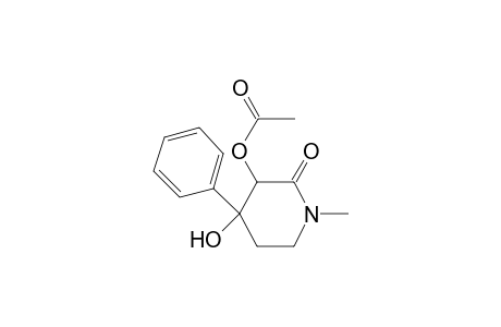 3-ACETOXY-4-HYDROXY-1-METHYL-2-OXO-4-PHENYLPIPERIDINE;MAJOR_ISOMER