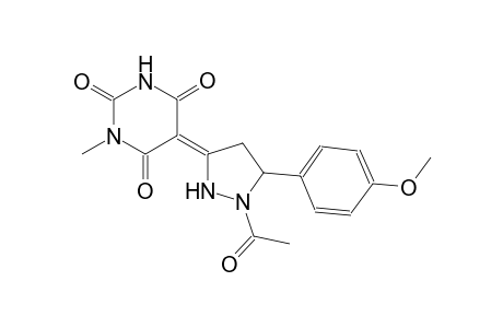 (5Z)-5-[1-acetyl-5-(4-methoxyphenyl)-3-pyrazolidinylidene]-1-methyl-2,4,6(1H,3H,5H)-pyrimidinetrione