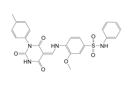 3-methoxy-4-{[(Z)-(1-(4-methylphenyl)-2,4,6-trioxotetrahydro-5(2H)-pyrimidinylidene)methyl]amino}-N-phenylbenzenesulfonamide