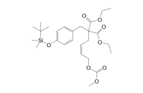 Diethyl 2-(4-(tert-butyldimethylsilyloxy)benzyl)-2-(4-(methoxycarbonyloxy)but-2-enyl)malonate