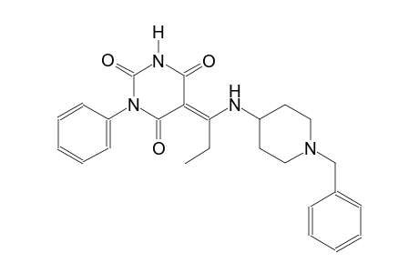 (5E)-5-{1-[(1-benzyl-4-piperidinyl)amino]propylidene}-1-phenyl-2,4,6(1H,3H,5H)-pyrimidinetrione