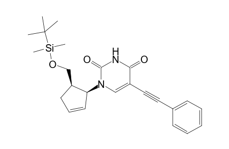 (+-)-cis-1-(2-tert-Butyldimethylsilyloxymethyl-4-cyclopentenyl)-5-(2-phenylethynyl)uracil