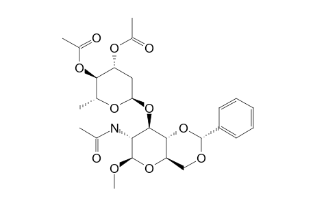 METHYL-2-ACETAMIDO-3-O-(3',4'-DI-O-ACETYL-2'-DEOXY-ALPHA-L-RHAMNOPYRANOSYL)-4,6-O-BENZYLIDENE-2-DEOXY-BETA-D-GLUCOPYRANOSIDE